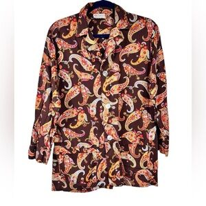 Vintage ‘60s paisley print button up jacket, Med, cotton Retro Groovy Festival